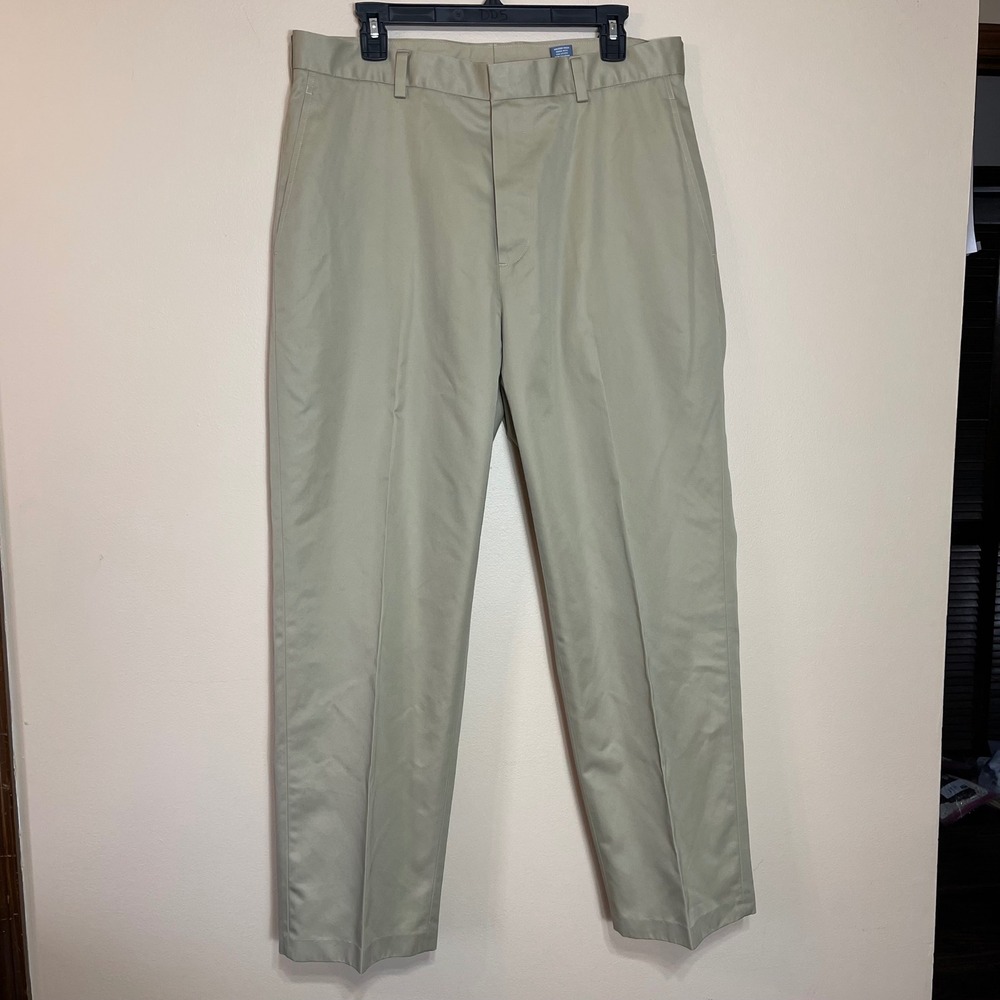 Jos. A. Bank Stays Cool Khaki Chinos Mens 35x29 Tan 100% Cotton Flat Front Pants